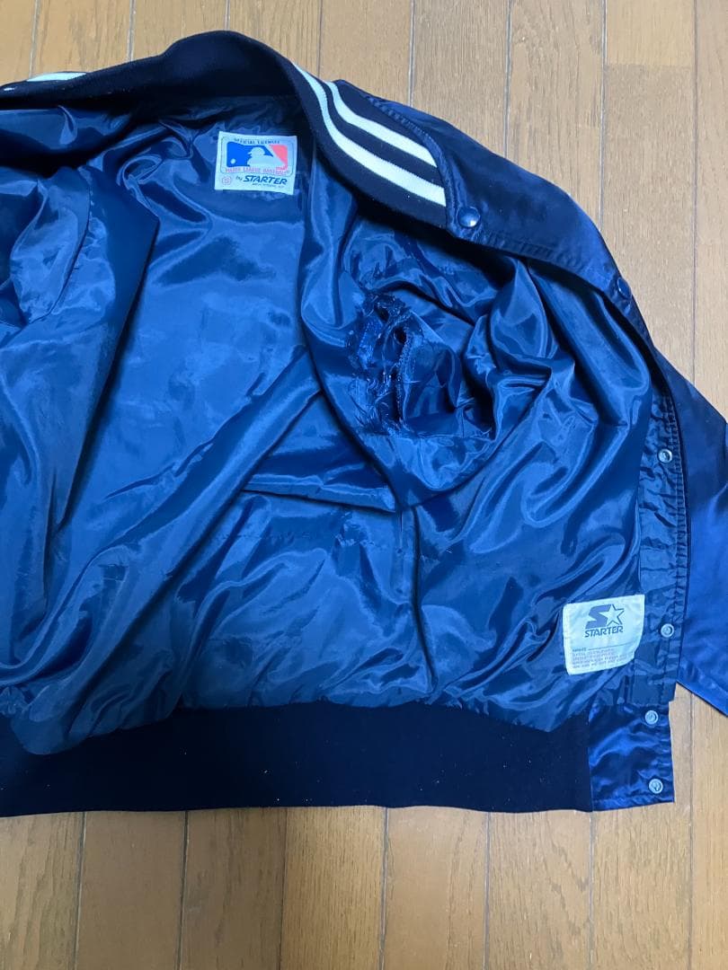 NY　YANKEES　STARTER ネイビー ナイロンジャケット S【難あり】