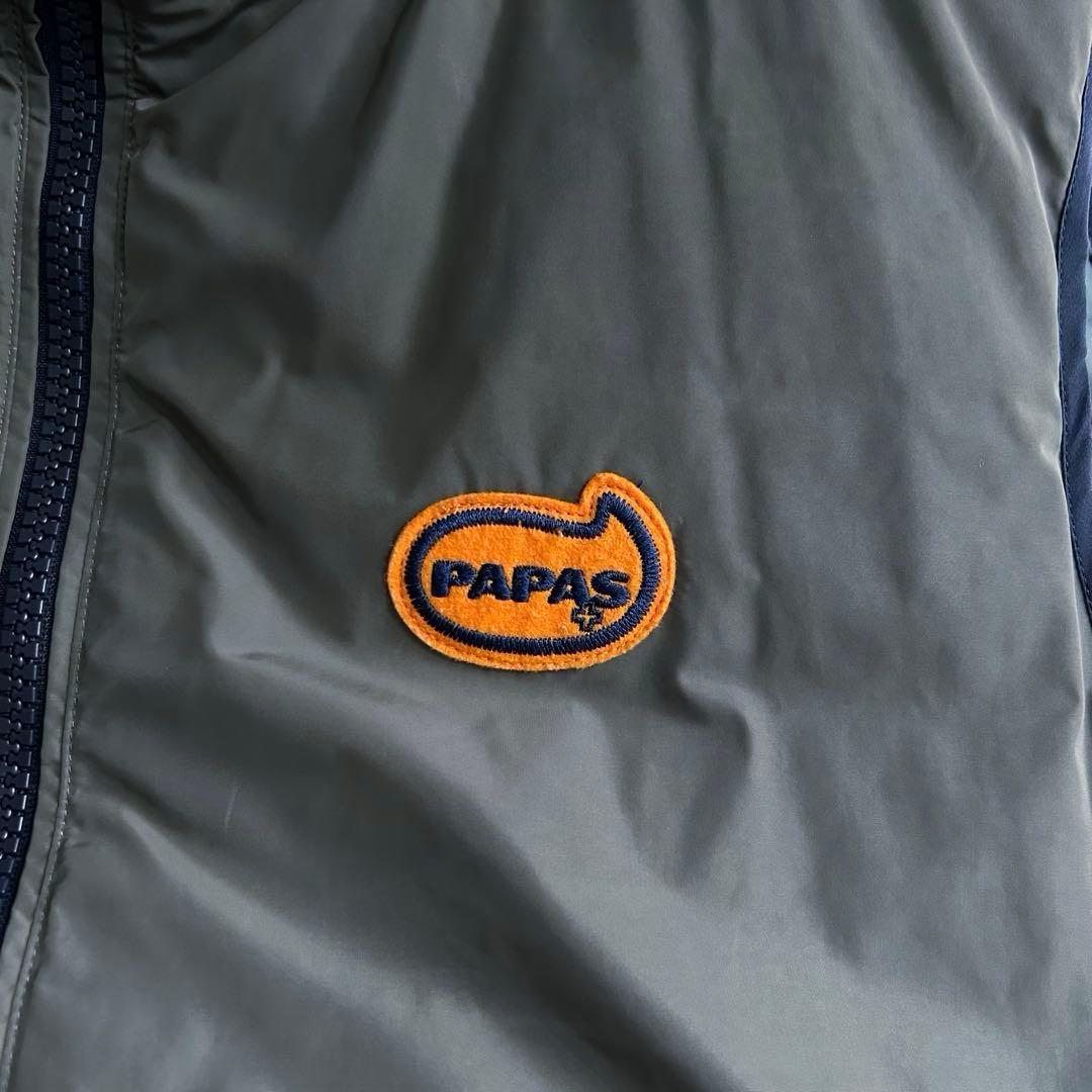美品 papas ロゴワッペン付き ダウンベスト パパス LL