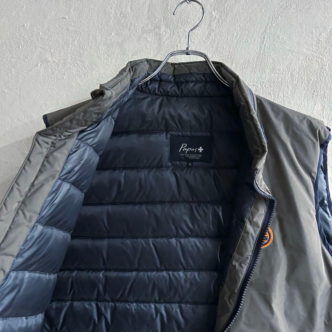 美品 papas ロゴワッペン付き ダウンベスト パパス LL