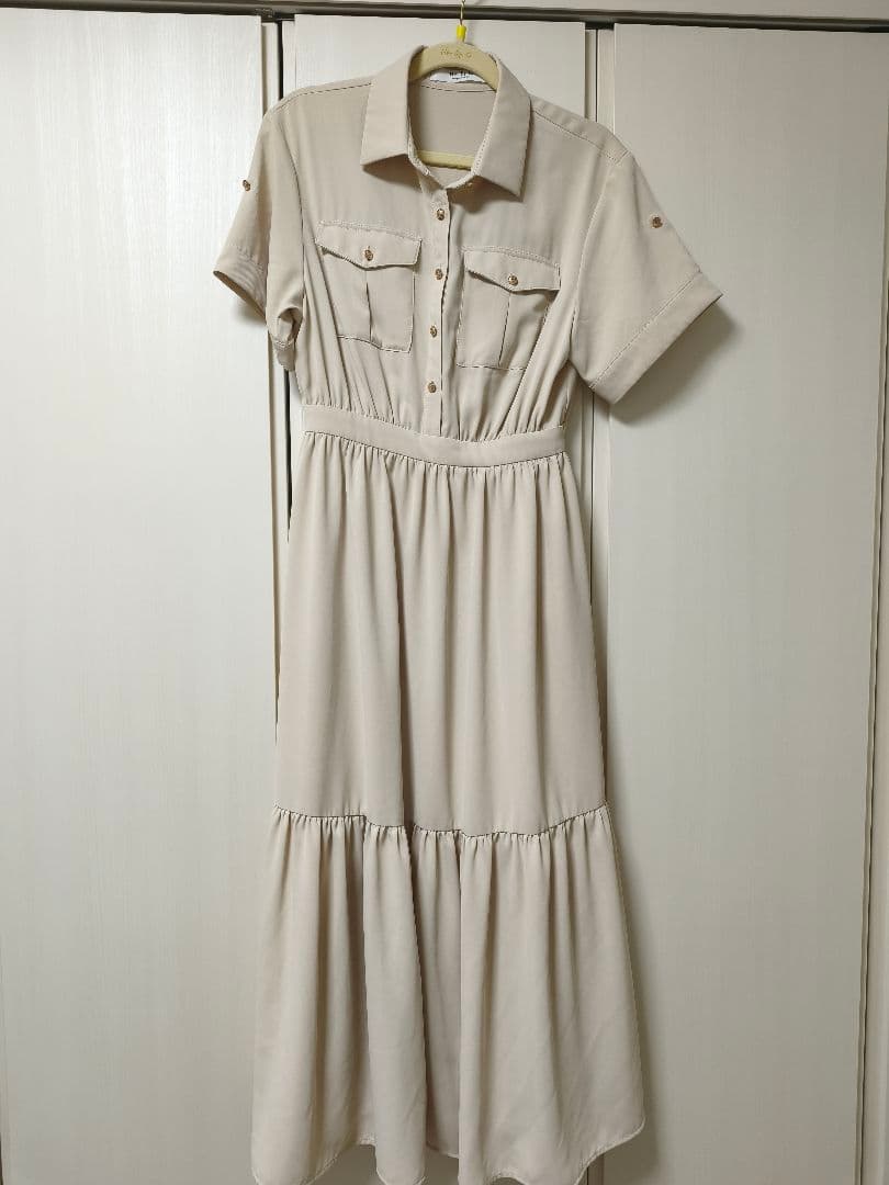 ワンピース herlipto Noble Shirt Dress nude beige S