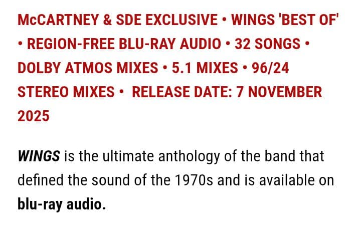 Paul McCartney & Wings Blu-ray 5.1 未開封