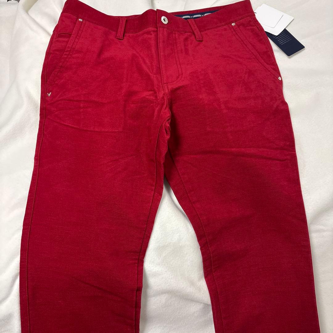 Callaway ゴルフ　メンズ　Lサイズ　赤 パンツ ボタン付き