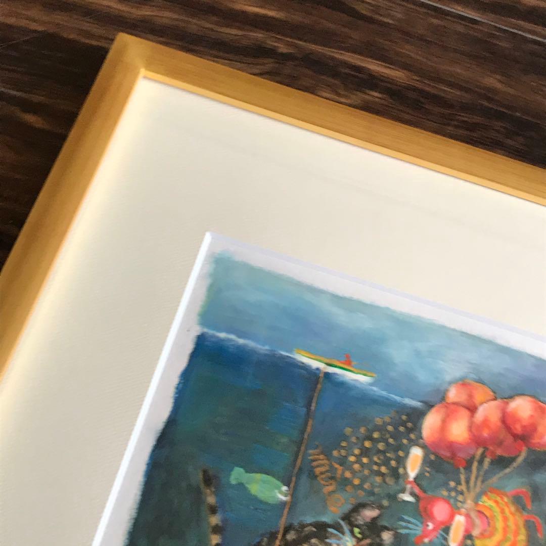 植田洋子 yoko ueta 額装 直筆サイン 絵画 イラストレーター 猫　B