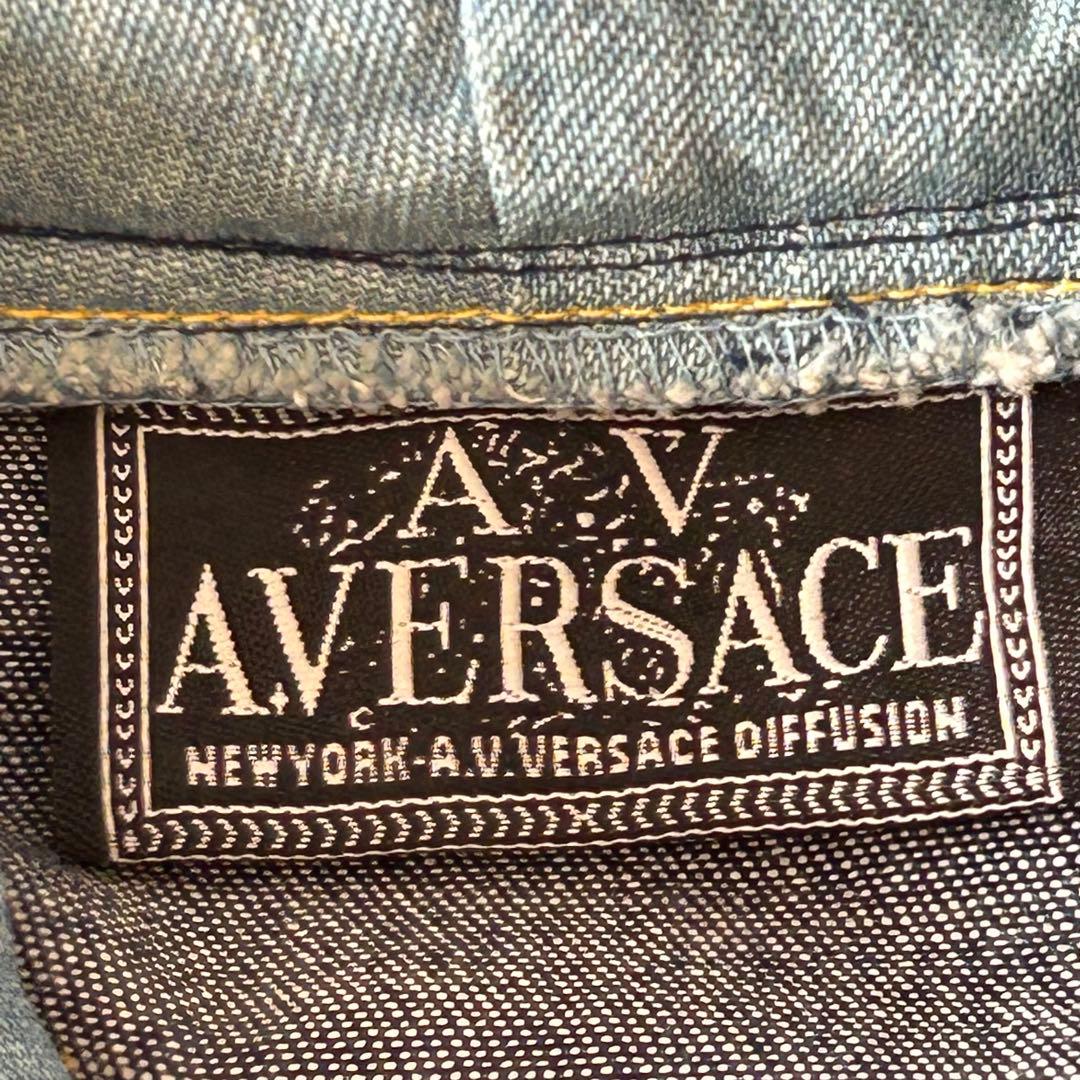 A.VERSACE 刺繍ロゴ デニム切替 フードジャケット L
