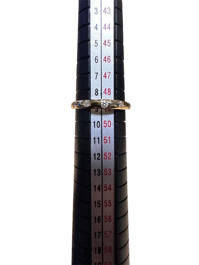 18金 天然ダイヤモンド ドットリング　9号　 K18 0.10カラット