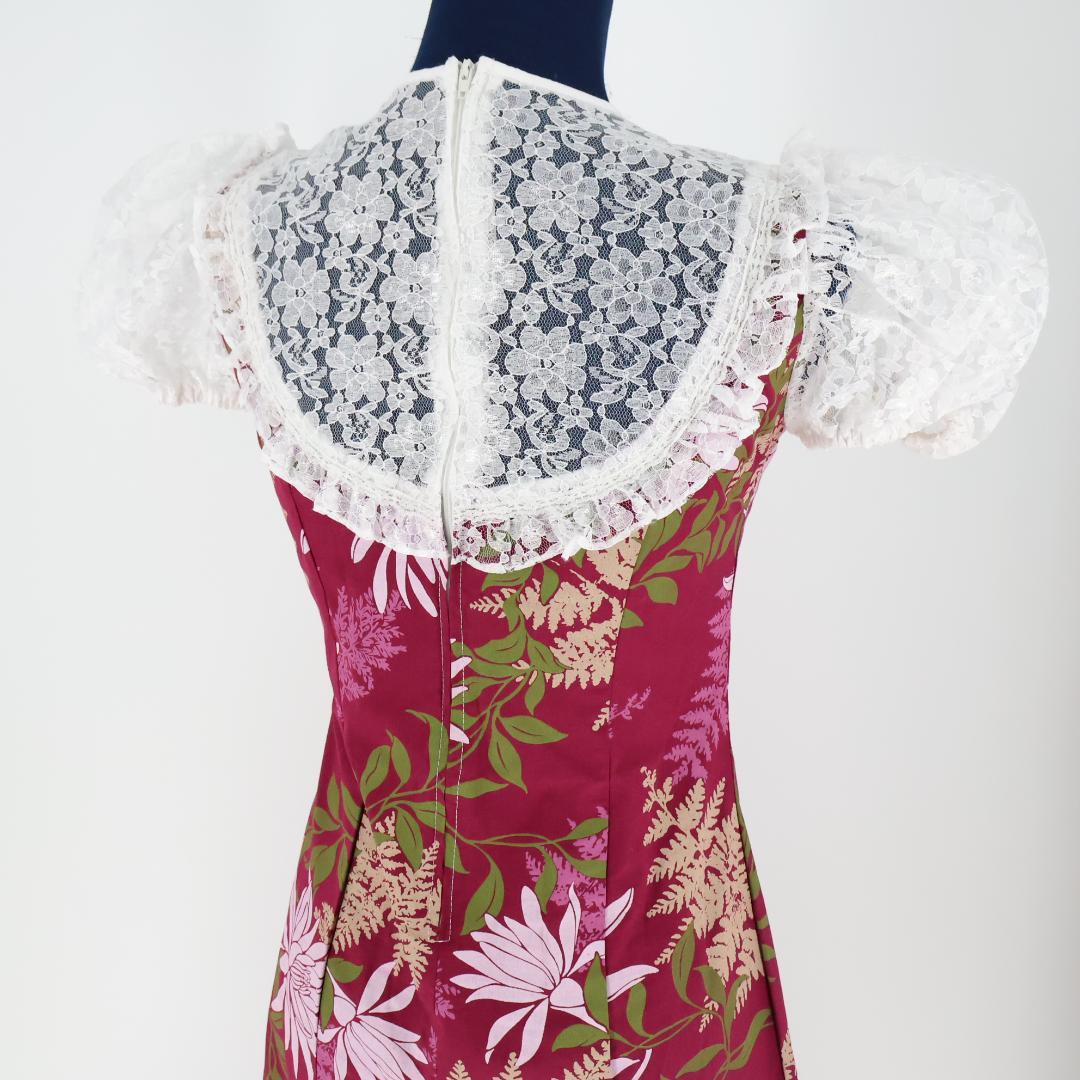 【美品 ハワイ製フラダンス用衣装】ワインレッド Pukalani Fashion