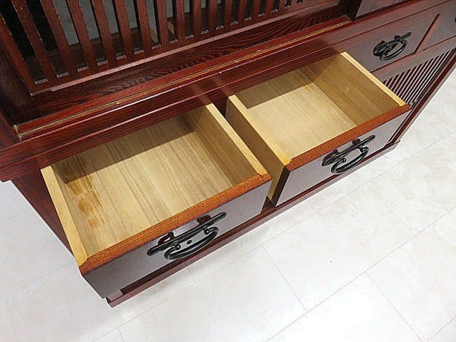 国産品　欅無垢材食器棚 　　ダイニングボード/水屋/キッチンボード/茶棚/茶箪笥