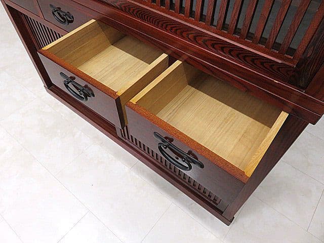 国産品　欅無垢材食器棚 　　ダイニングボード/水屋/キッチンボード/茶棚/茶箪笥