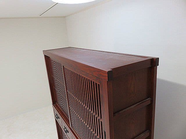 国産品　欅無垢材食器棚 　　ダイニングボード/水屋/キッチンボード/茶棚/茶箪笥