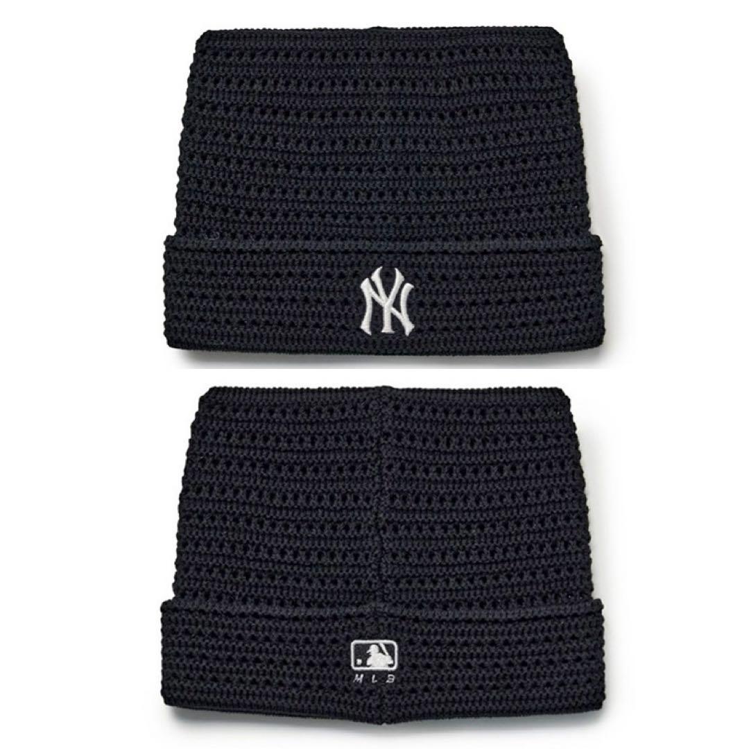 aespa カリナ着用 MLB KOREA 猫耳 春夏ニット帽 ビーニー 黒
