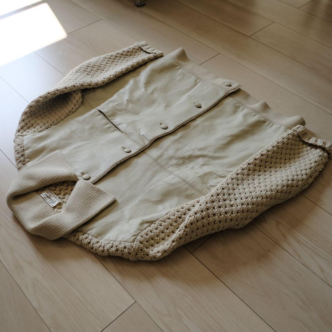 70s 80s 西ドイツ製 euro vintage ホワイト レザージャケット
