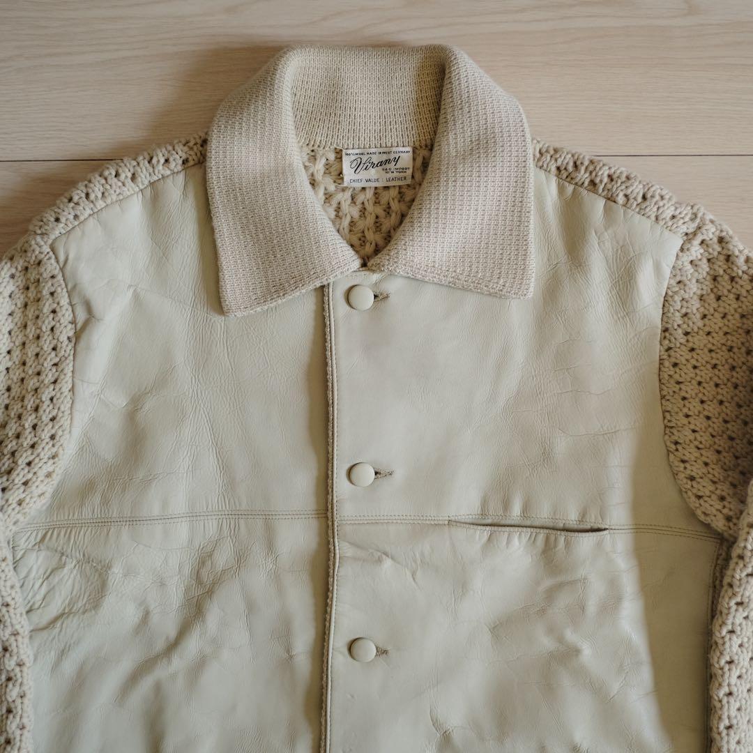 70s 80s 西ドイツ製 euro vintage ホワイト レザージャケット