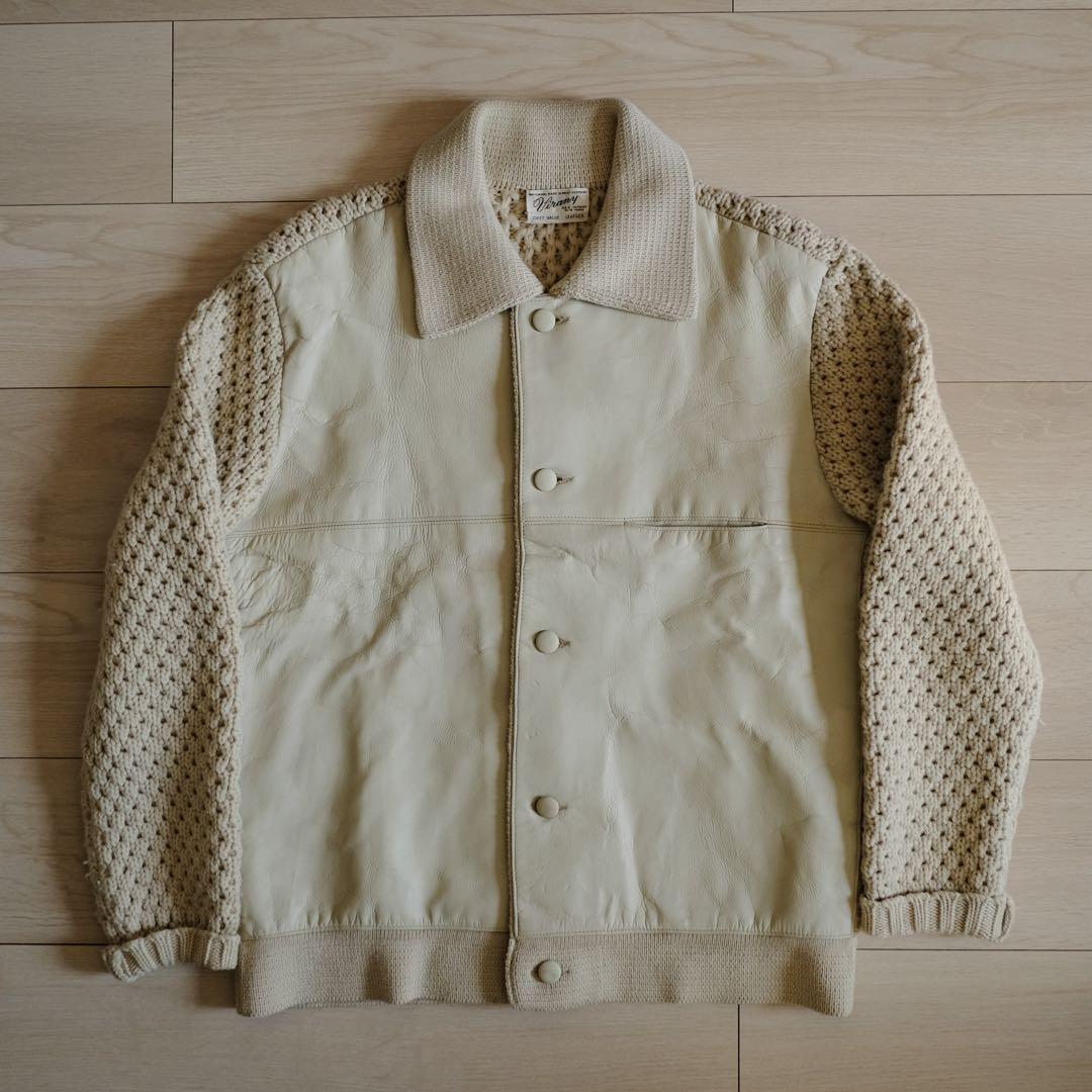 70s 80s 西ドイツ製 euro vintage ホワイト レザージャケット