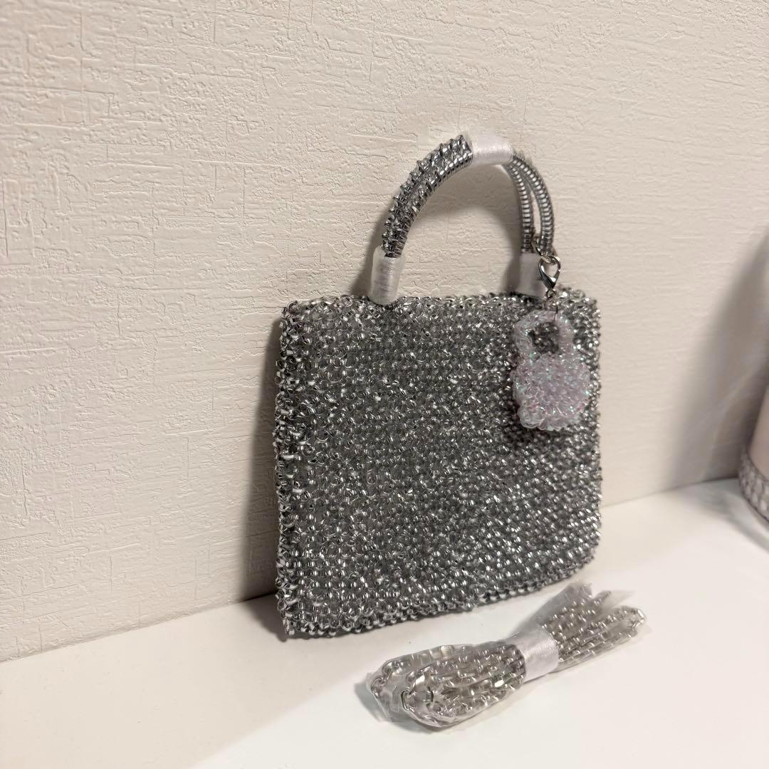 【新品未使用】ワイヤーバッグ ショルダー ミニアトゥーラ風　シルバー