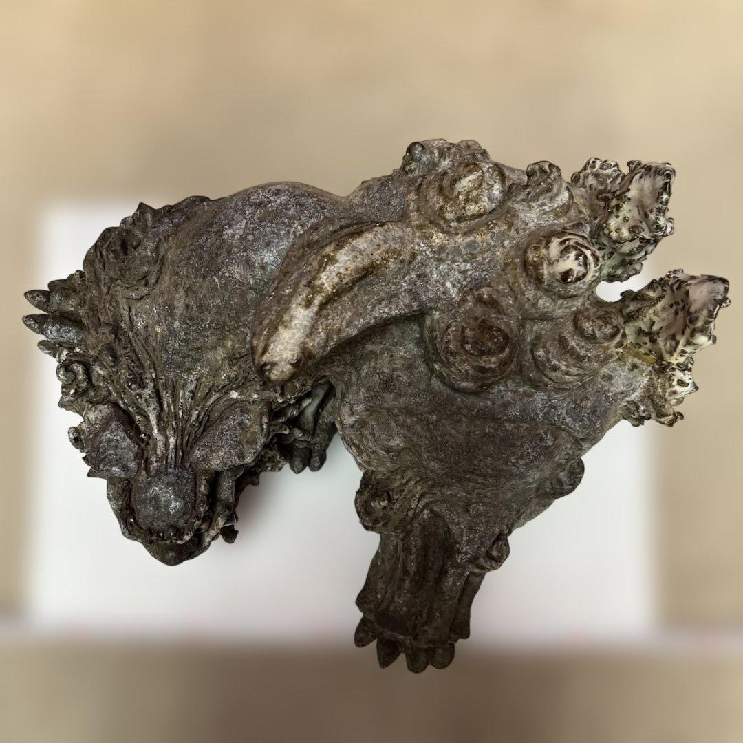 小久保凌 萩焼 灰被獅子置 共箱 11.8kg 東キ8-0313☆2Fトコオコ