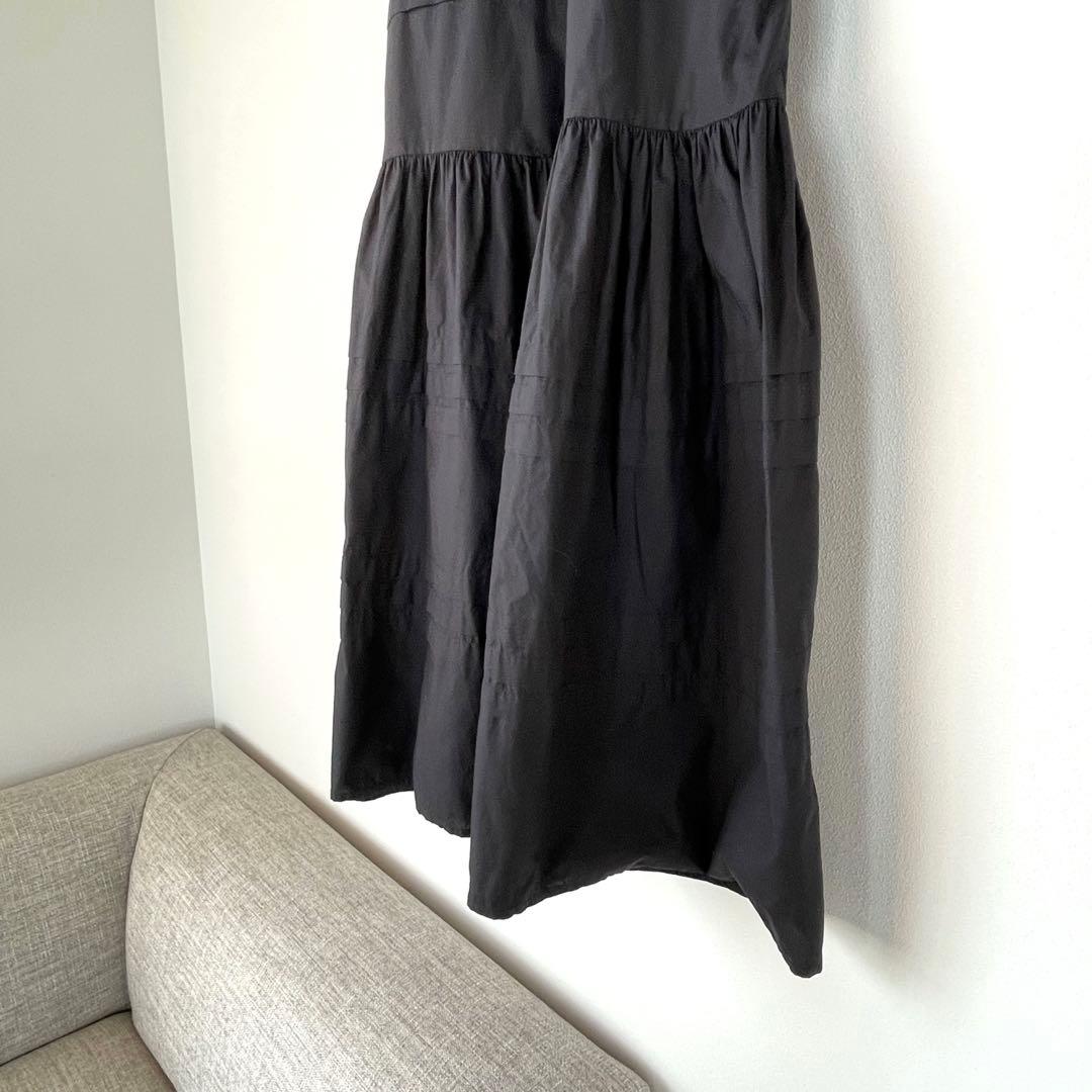未使用級⭐︎ユナイテッドアローズ コットンシルクタックワンピース ティアード 黒M