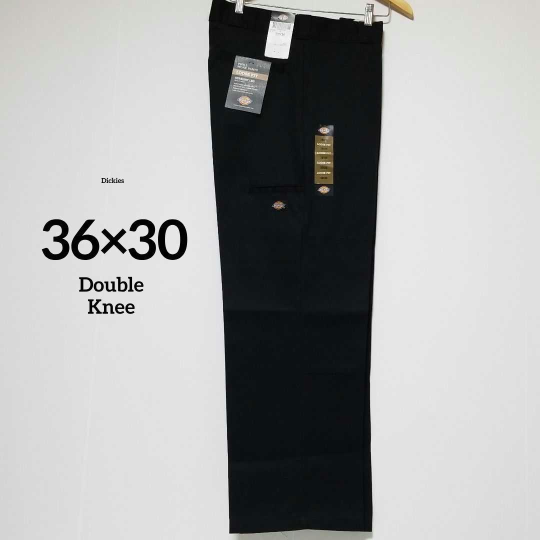 36×30【新品 未使用】ディッキーズ　ダブルニー　85283　BLACK