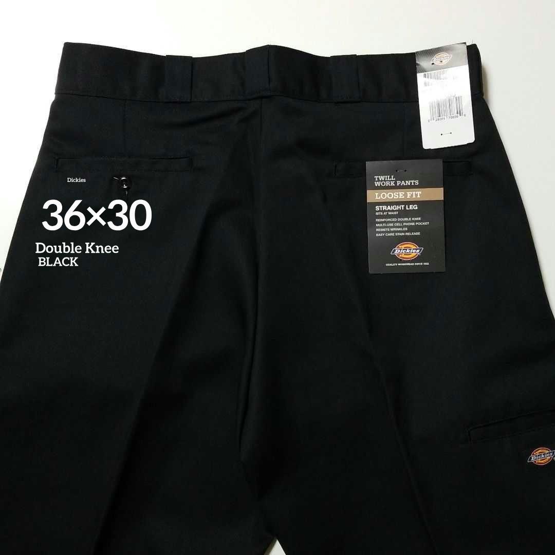 36×30【新品 未使用】ディッキーズ　ダブルニー　85283　BLACK