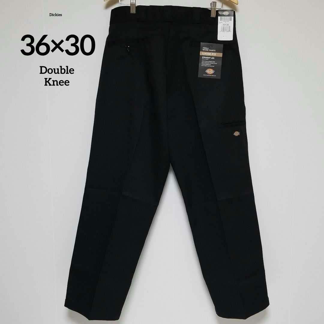 36×30【新品 未使用】ディッキーズ　ダブルニー　85283　BLACK