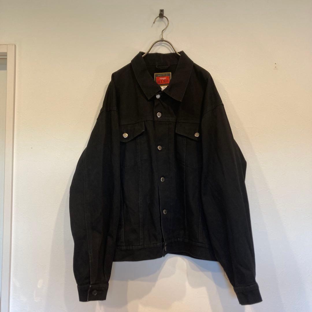 【Wrangler HERO】90s トラッカージャケット 先染めブラック
