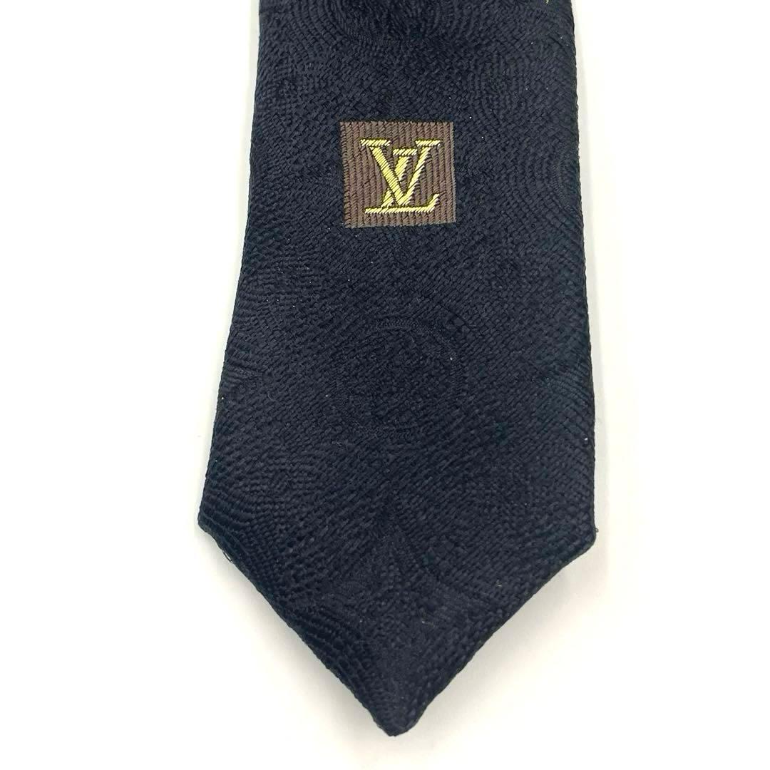 【美品】LOUIS VUITTON ネクタイ シルク100% ブラック 総柄