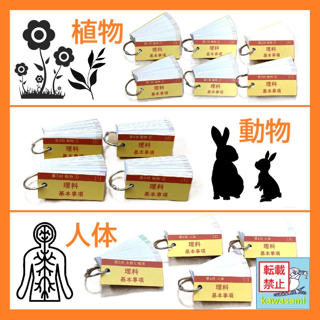 カット済【中学受験】理科の基本事項 知識編 理科 生物セット 暗記カードb