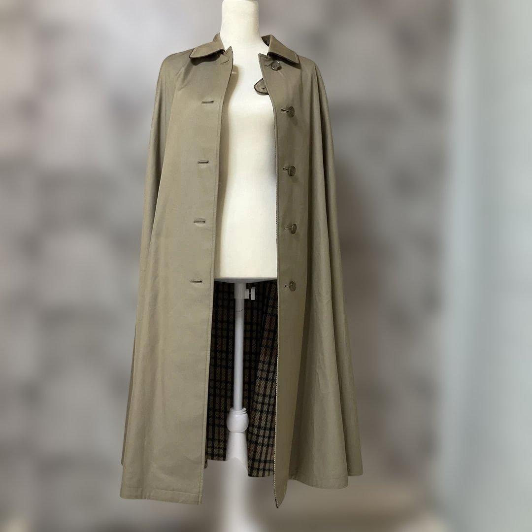 希少!!【DAKS】リバーシブルケープコート　玉虫色　ハウスチェック