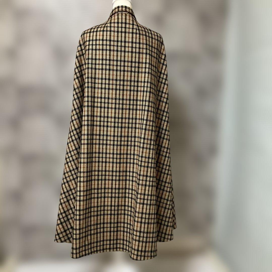 希少!!【DAKS】リバーシブルケープコート　玉虫色　ハウスチェック