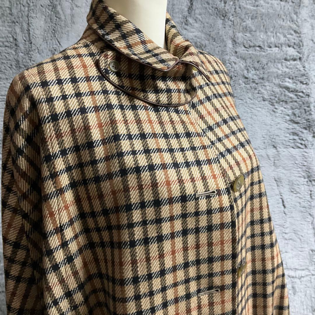 希少!!【DAKS】リバーシブルケープコート　玉虫色　ハウスチェック