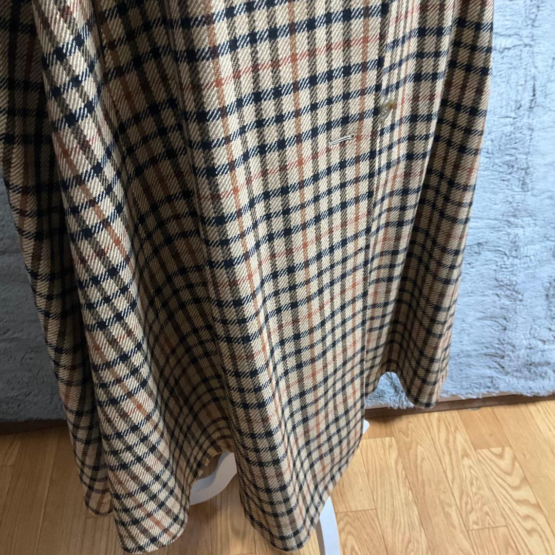 希少!!【DAKS】リバーシブルケープコート　玉虫色　ハウスチェック