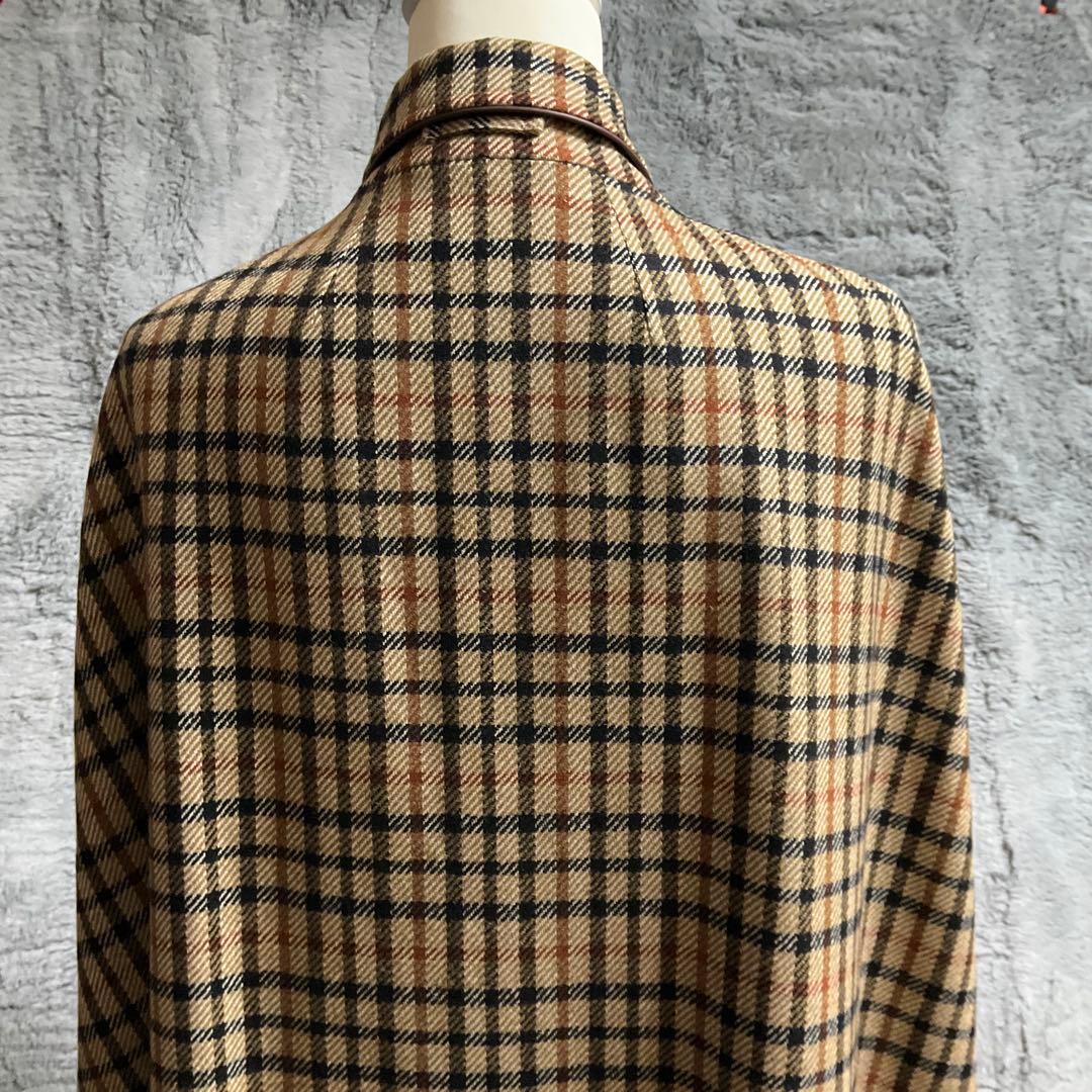 希少!!【DAKS】リバーシブルケープコート　玉虫色　ハウスチェック