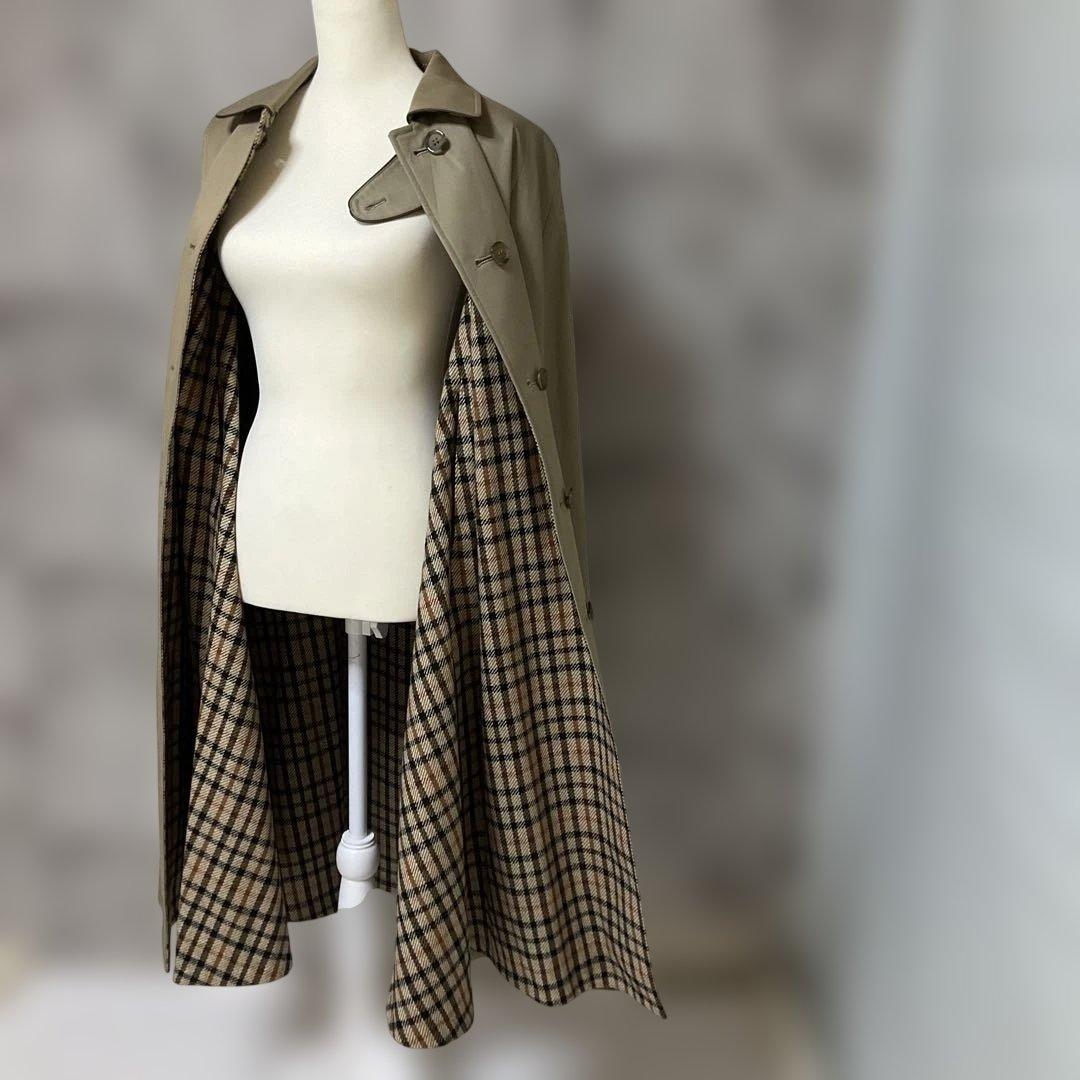 希少!!【DAKS】リバーシブルケープコート　玉虫色　ハウスチェック