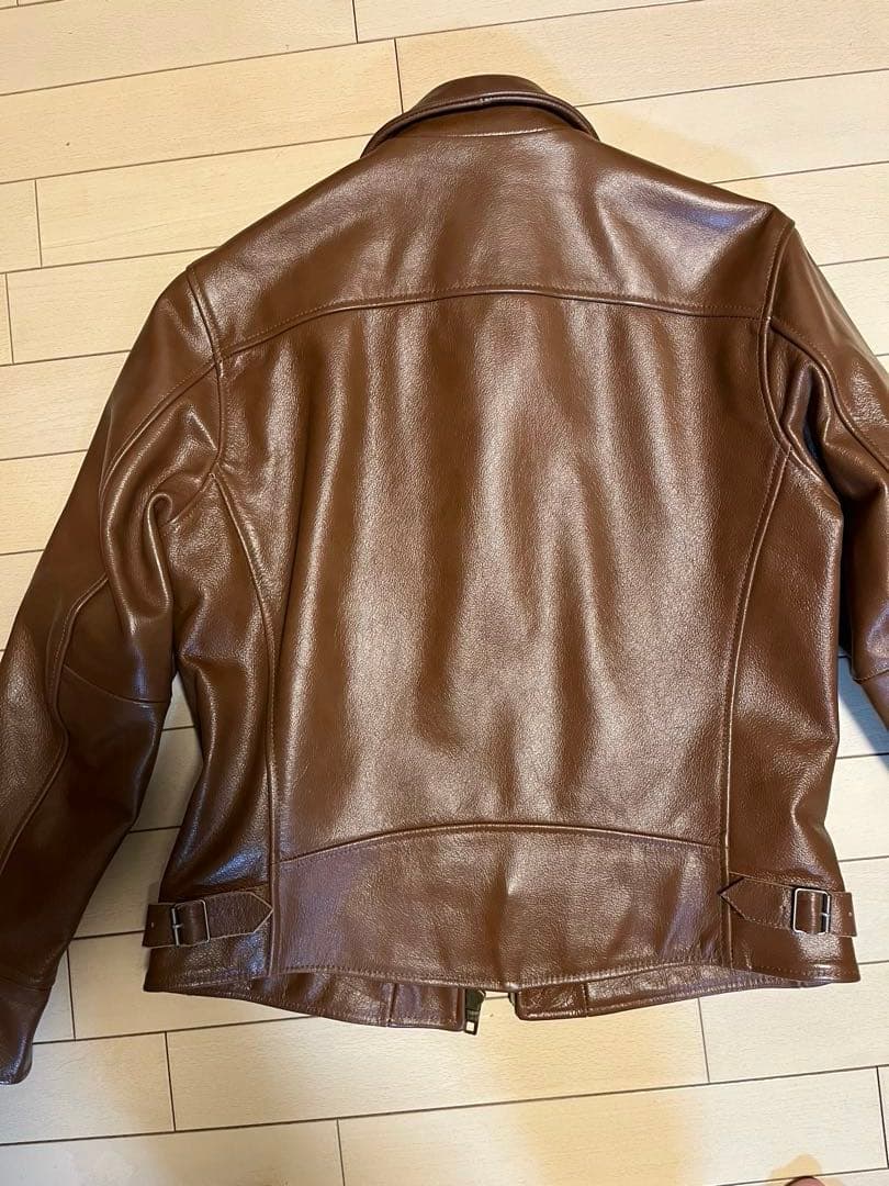 新品 ブラウン シングルライダースジャケット