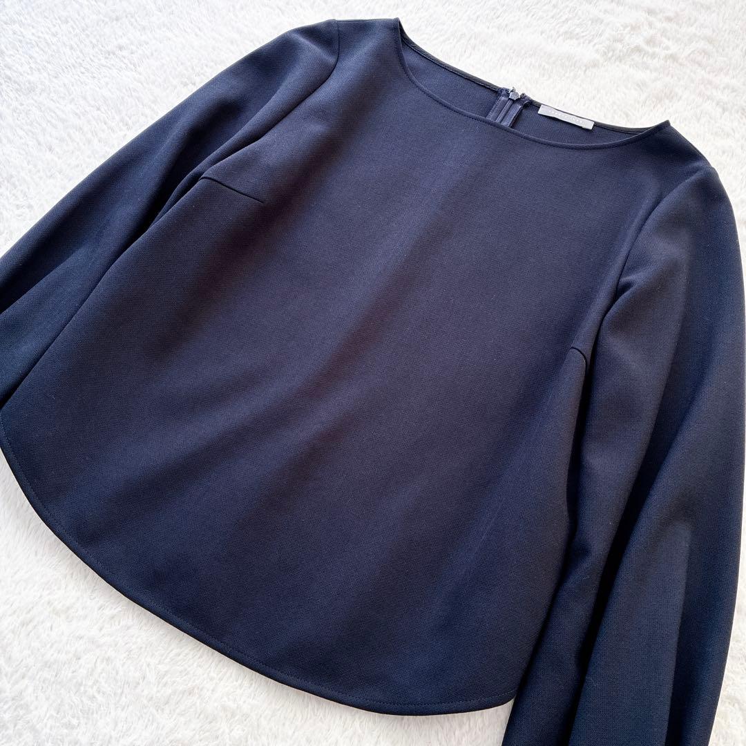 美品 theory luxe プルオーバー ブラウス ネイビー ストレッチ 38