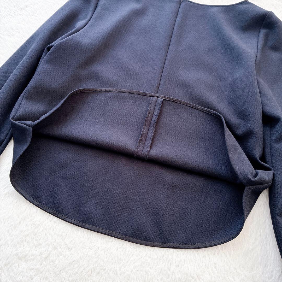 美品 theory luxe プルオーバー ブラウス ネイビー ストレッチ 38