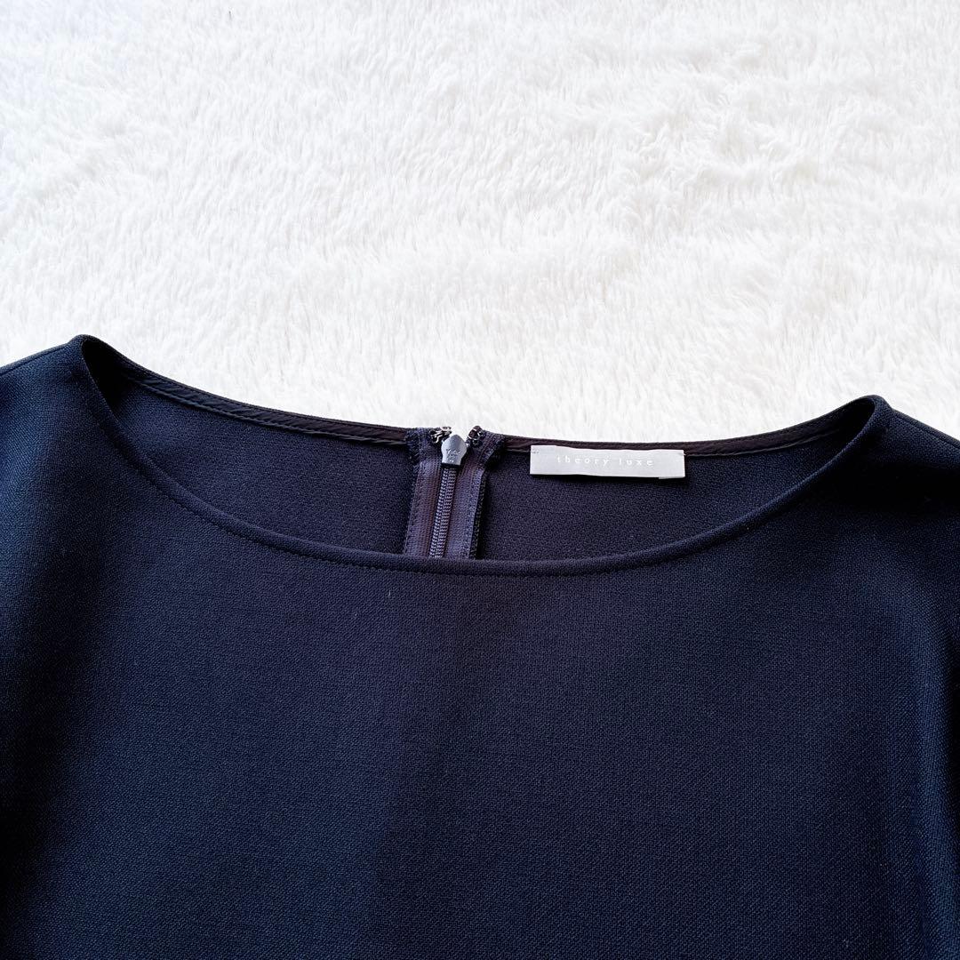 美品 theory luxe プルオーバー ブラウス ネイビー ストレッチ 38
