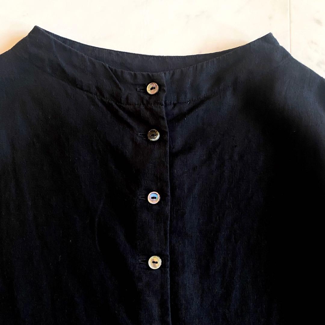 【美品】ネストローブ　ロングワンピース ブラック　麻100% 2way 羽織り