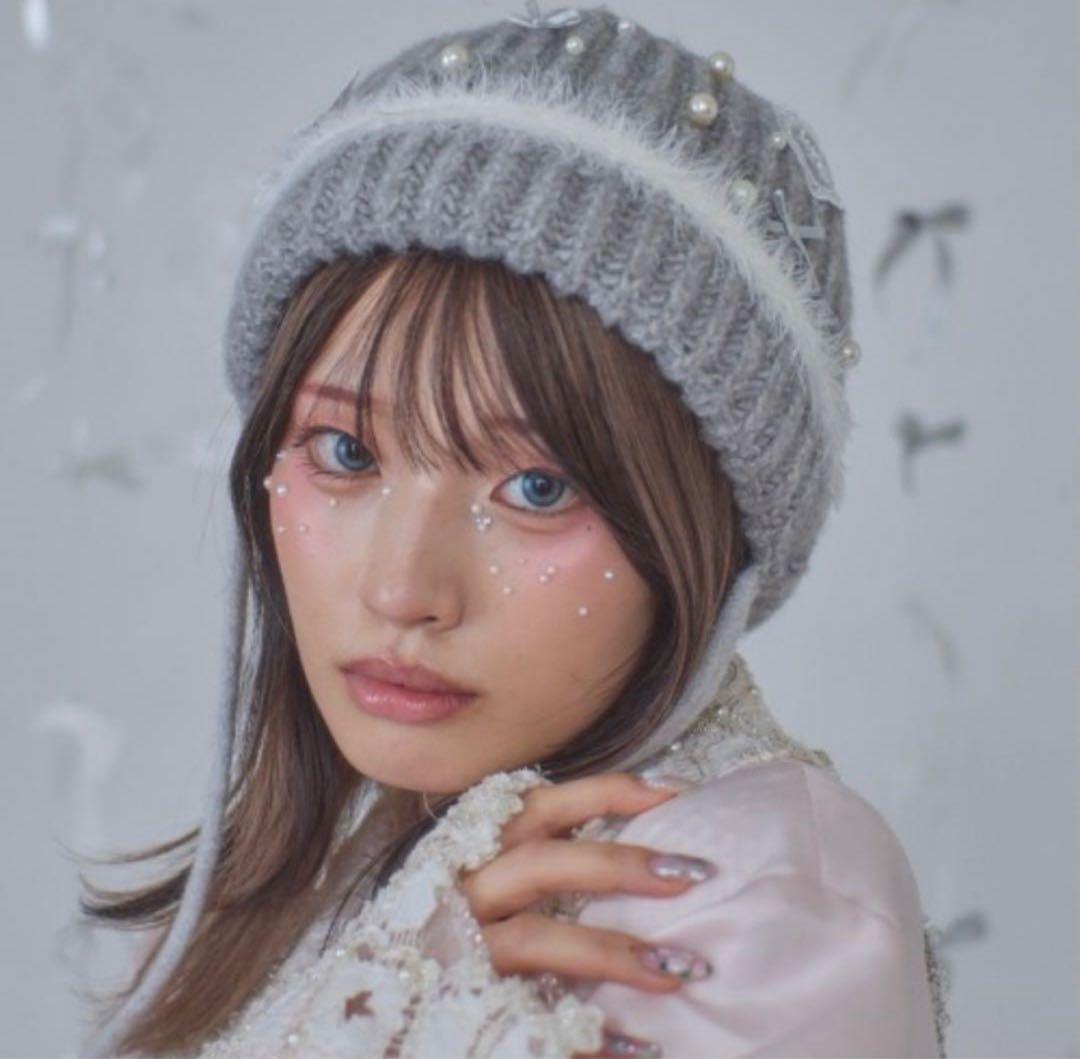 し*ま様 かきぶちももの × kaorinomori アールニット ニット帽