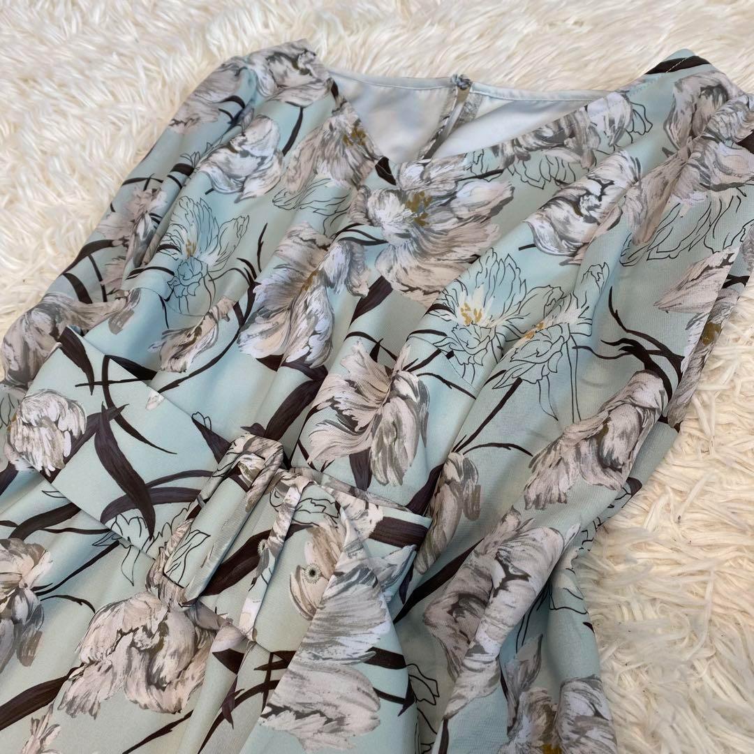 新品タグ付き【eimy istoire】 ロングワンピース 総柄 ミントグリーン