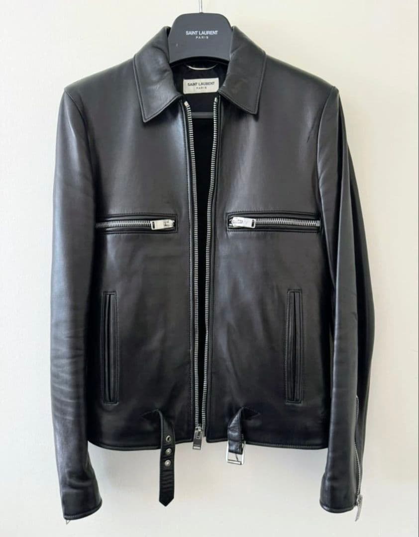 【46・エディ期】SAINT LAURENT ラムレザー キース型 黒 極美品