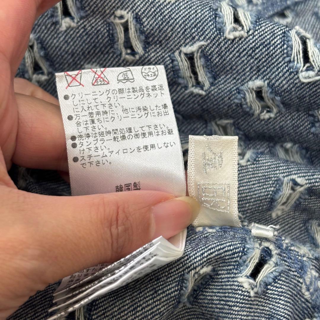 【Y2K】伊太利屋 デニムジレ リボン ビジュー 平成ギャル