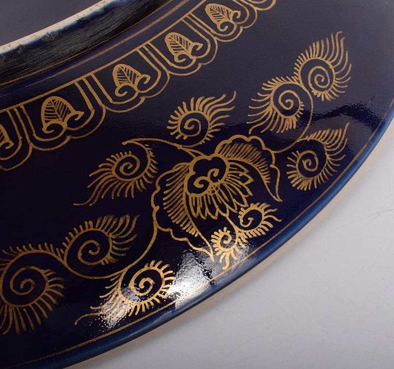 伊万里焼　古伊万里　瑠璃金彩　麒麟文　飾皿　直径約35cm　C　R4103C
