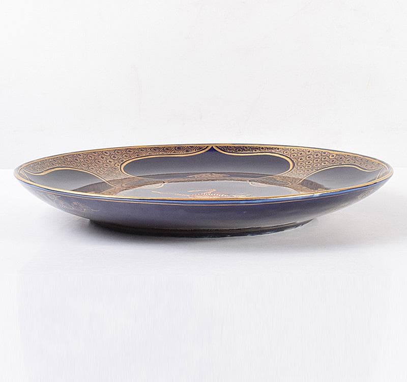 伊万里焼　古伊万里　瑠璃金彩　麒麟文　飾皿　直径約35cm　C　R4103C