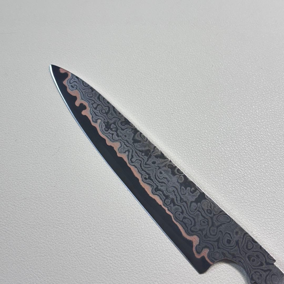【柄無し】130mm 55層有色ダマスカス ペティナイフ、