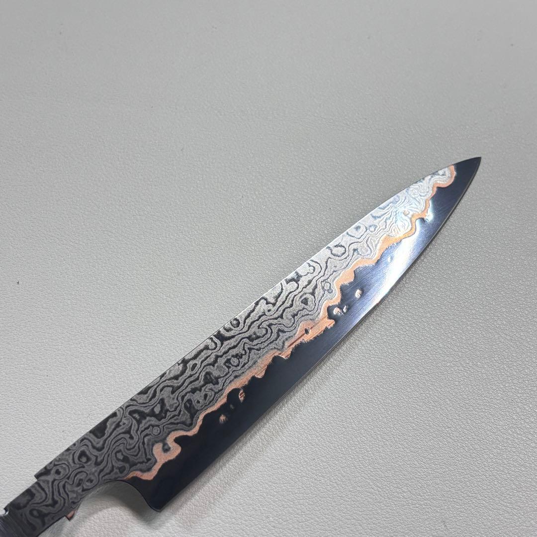 【柄無し】130mm 55層有色ダマスカス ペティナイフ、
