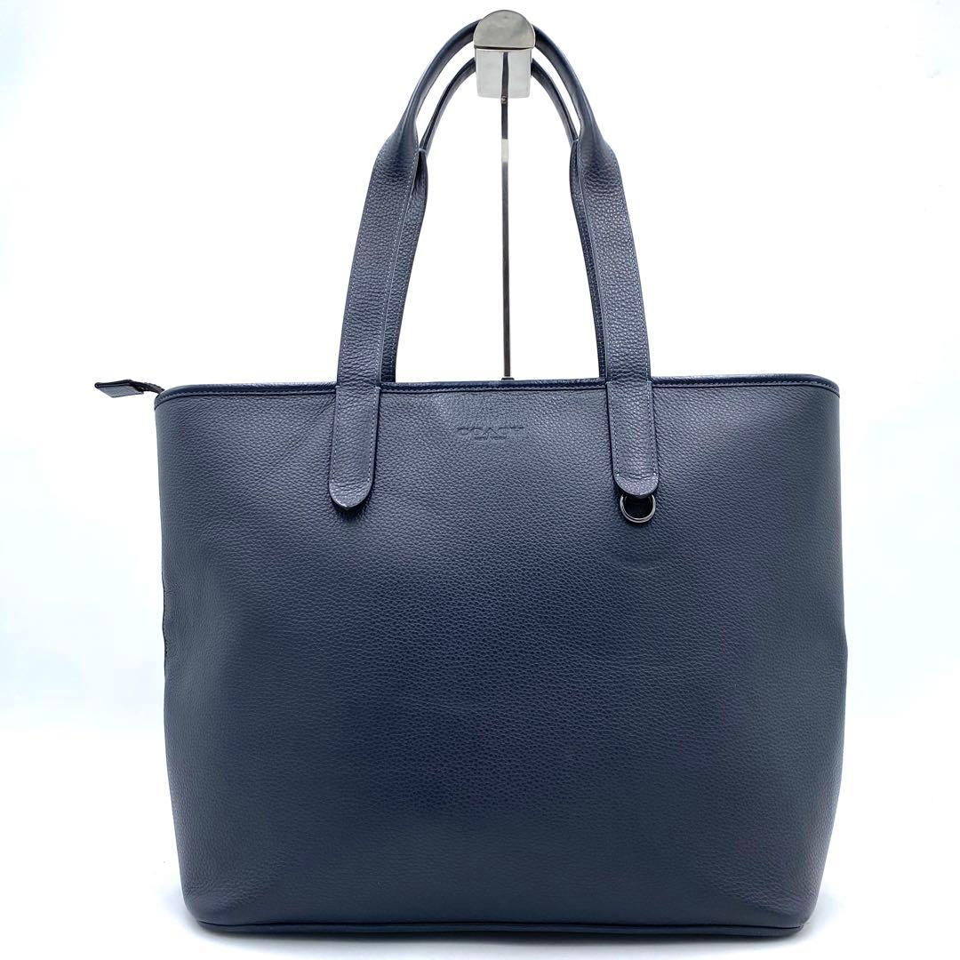 極美品✨COACH サリバン ビジネストート A4肩掛け レザー ネイビー