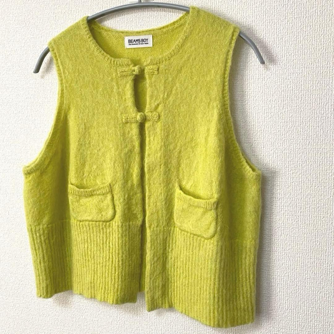 BEAMS BOY ビームスボーイ チャイナボタン ニット ベスト フリー