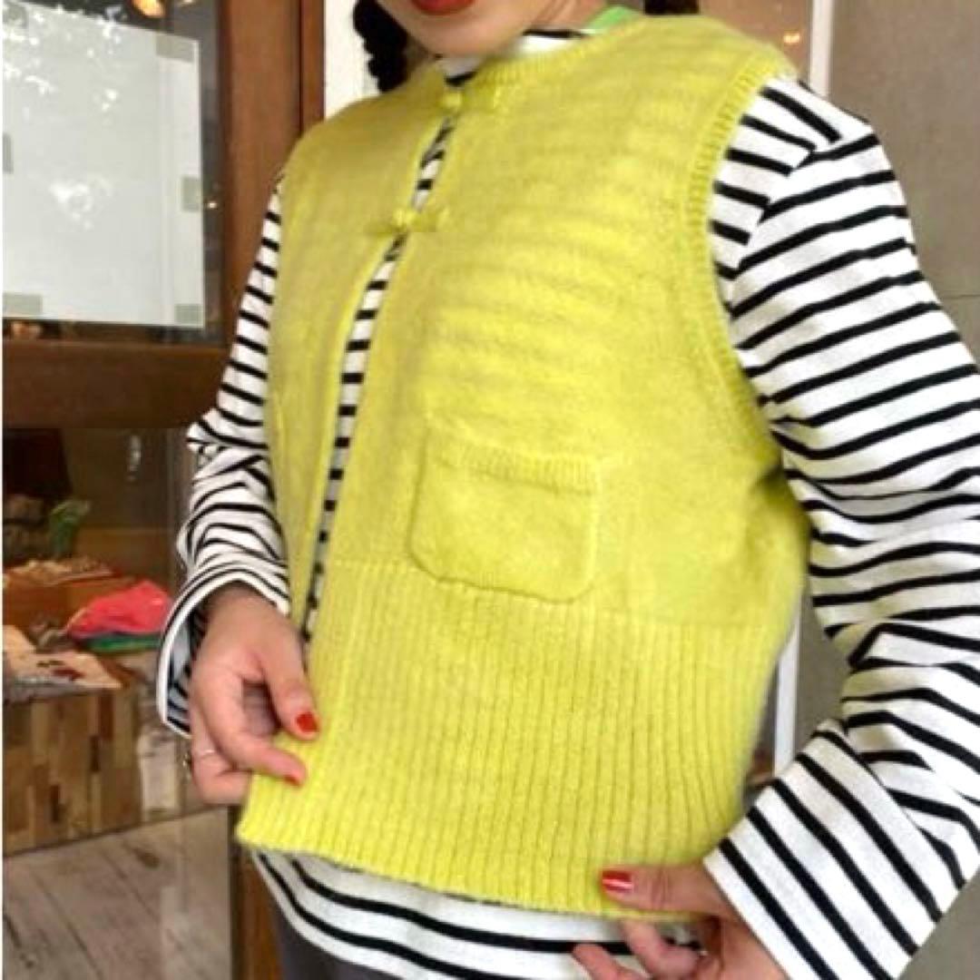 BEAMS BOY ビームスボーイ チャイナボタン ニット ベスト フリー