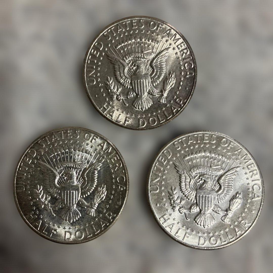 【3枚まとめて】 1964年ケネディハーフダラー銀貨