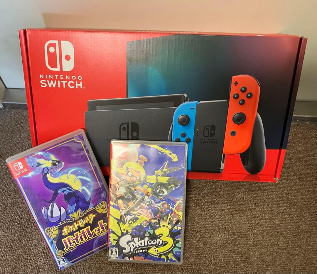 Nintendo Switch 新型(箱付き付属品全部) スプラ・ポケモン